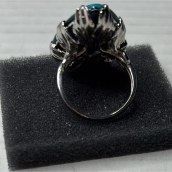 RARITIES Turquoise Sterling Silver Pear Shaped Ring Size 7 - Picture 6 of 10